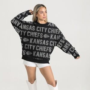 Kansas City Chiefs Rhinestone Sweatshirt Gameday Couture Medium Oversized Med